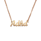 "Adhd" Script Nameplate Necklace