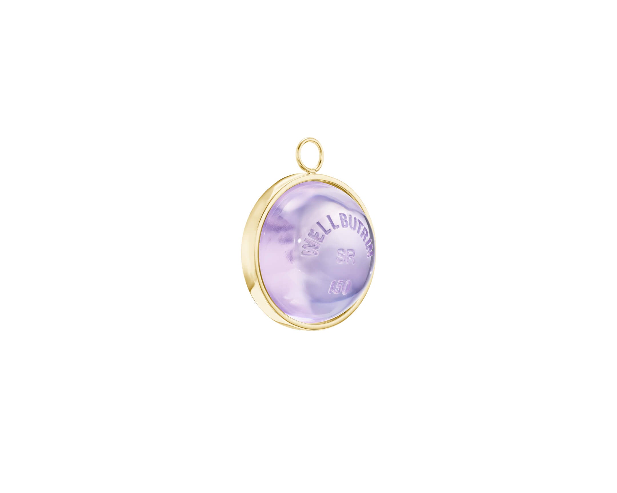 Gold Domed Lavender Quartz Wellbutrin Pendant