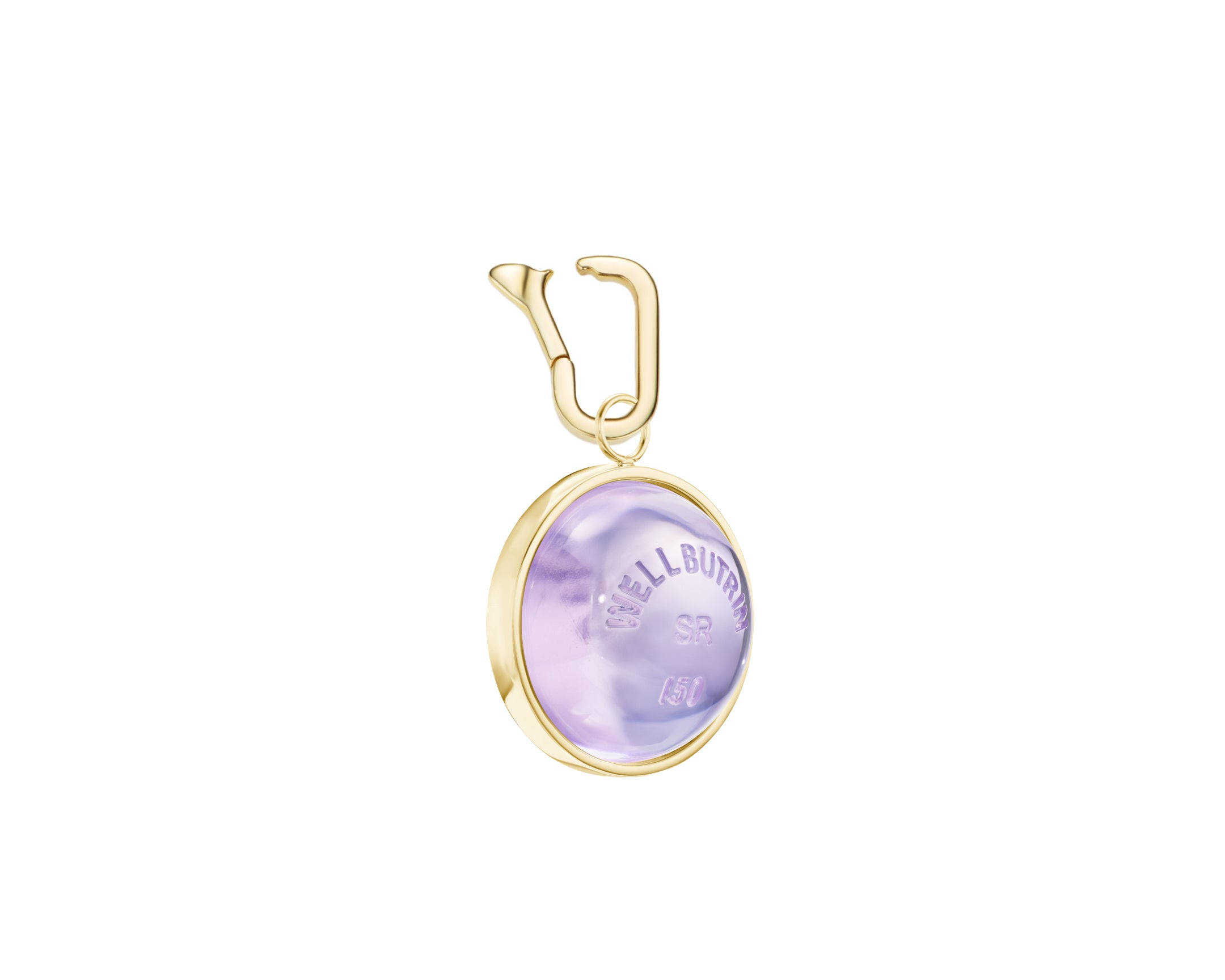 Gold Domed Lavender Quartz Wellbutrin Pendant