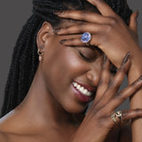 Gold Wellbutrin Cocktail Ring with Pavé Gemstones