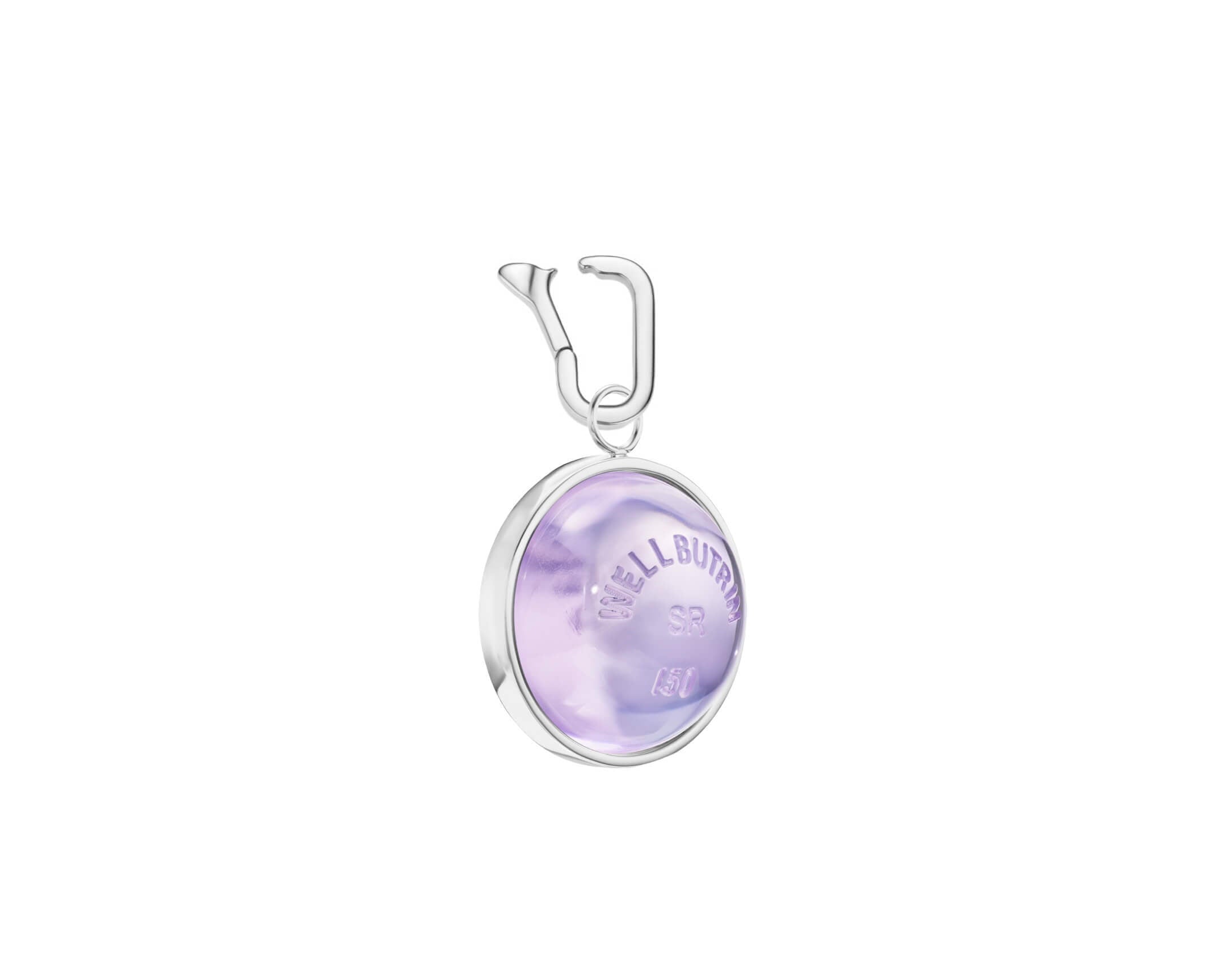 Silver Domed Lavender Quartz Wellbutrin Pendant